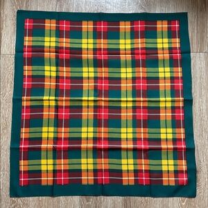 Vintage plaid scarf- red/yellow/green. 26” x 25”